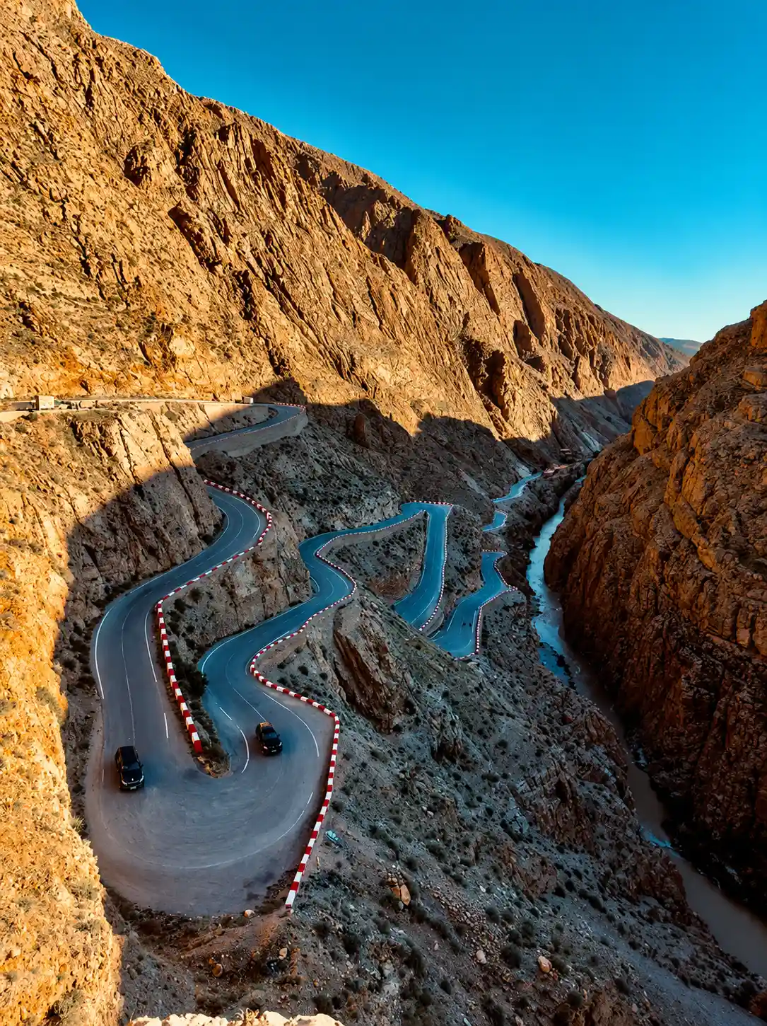 Dades Gorge switchback road hairpin bends Morocco